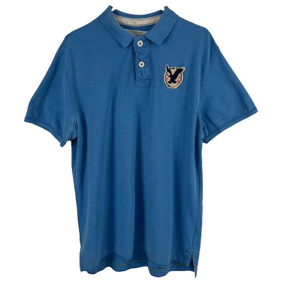 Vintage American Eagle Outfitters Light Blue Vintage Fit Patch Prep Polo Men XL - Picture 2 of 12